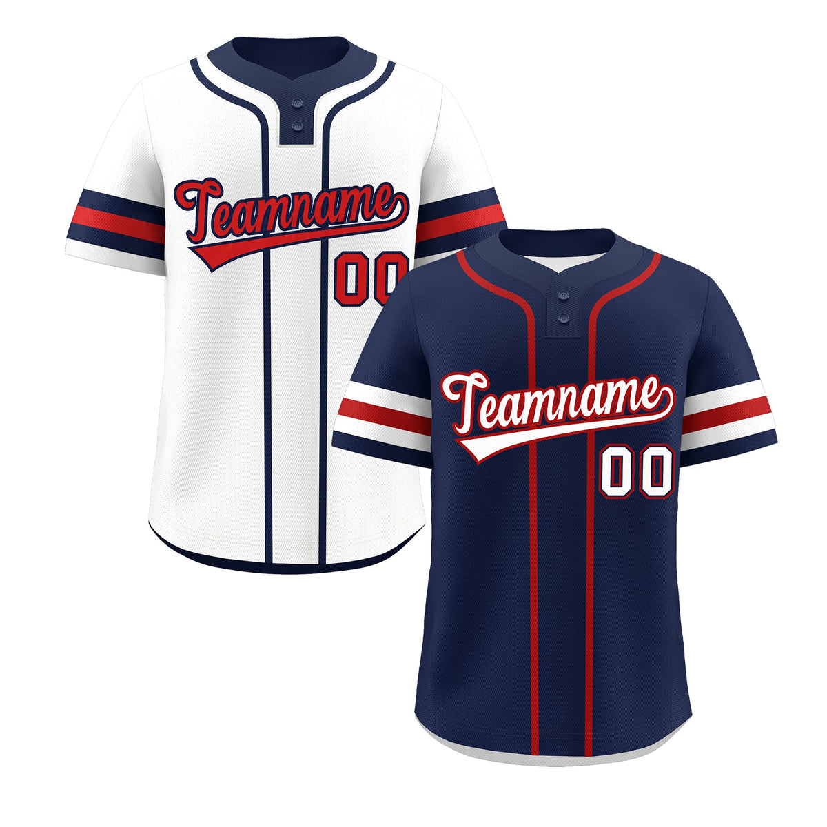 Custom White Red Navy Reversible Classic Style Two-Button Baseball Jersey| KXKSHOP
