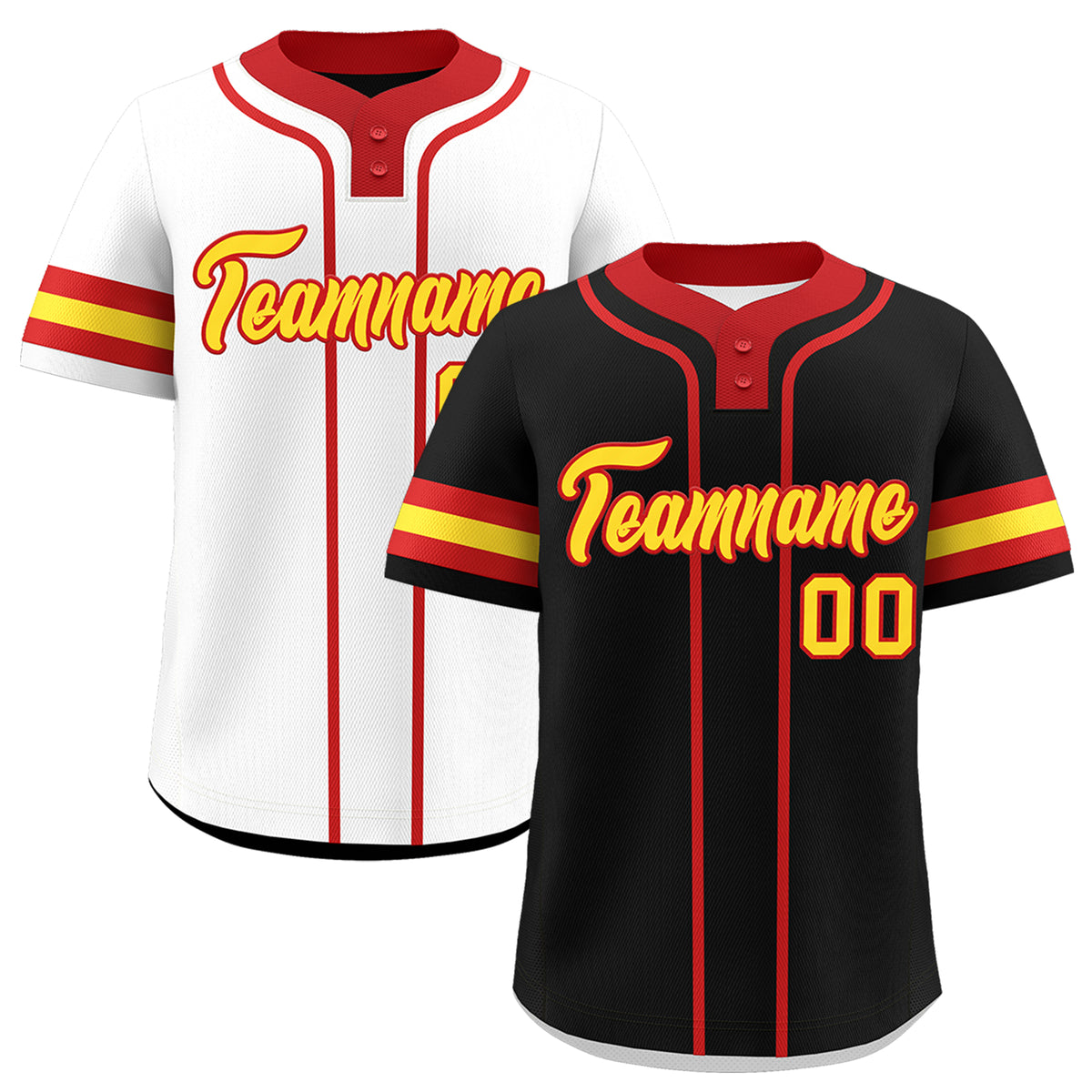 Custom Red Gold Reversible Classic Style Two-Button Baseball Jersey| KXKSHOP