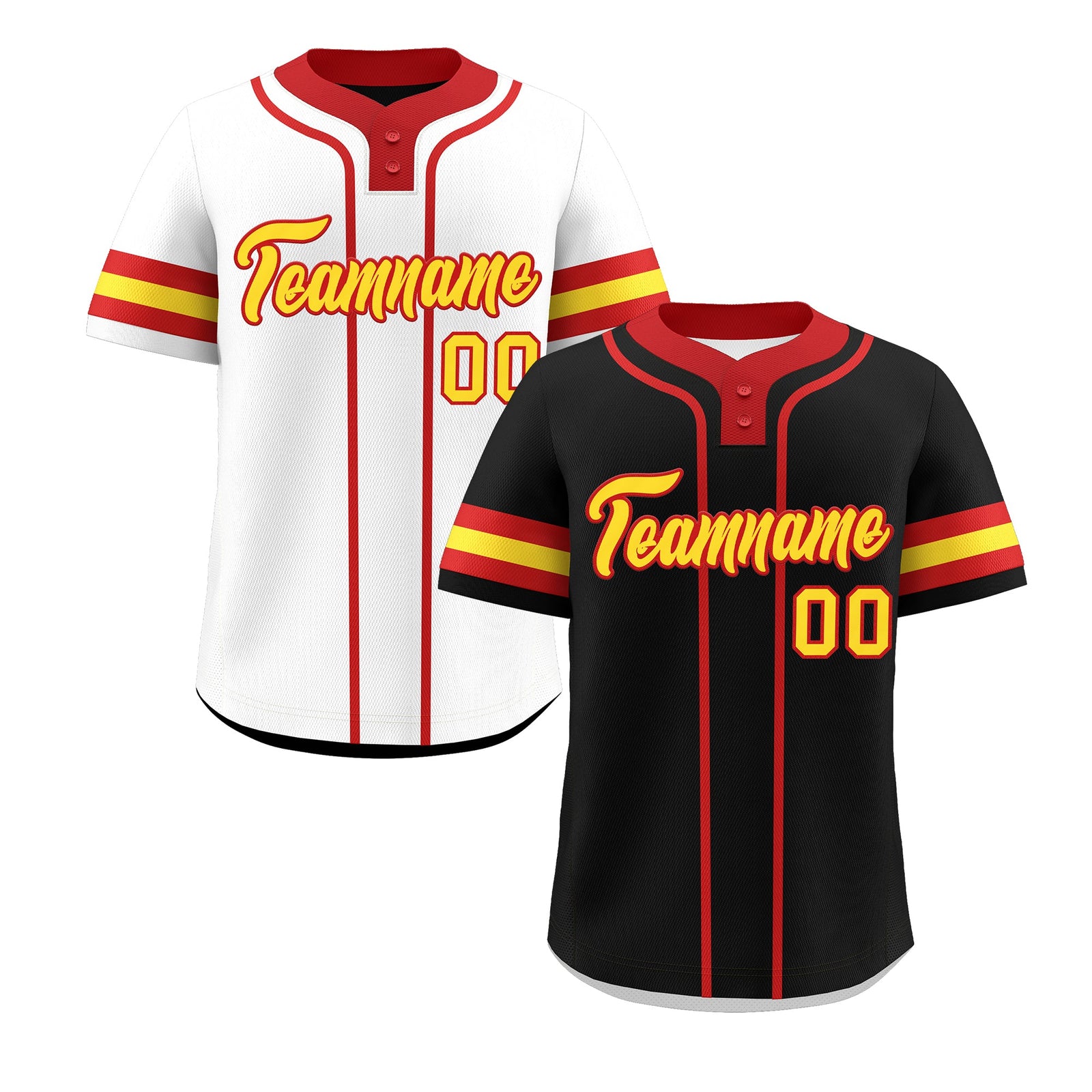 Custom Red Gold Reversible Classic Style Two-Button Baseball Jersey| KXKSHOP