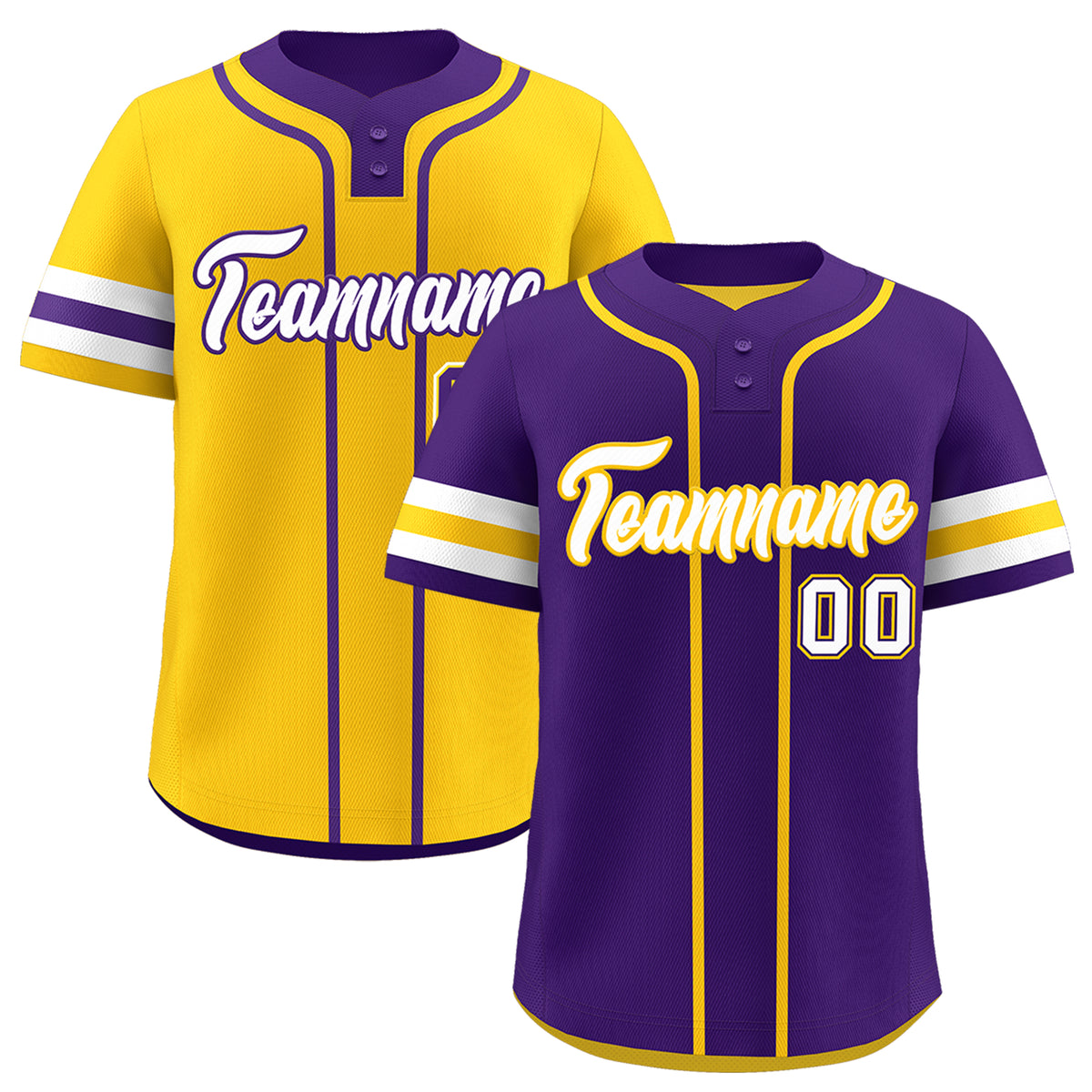 Custom White Gold Purple Reversible Classic Style Two-Button Baseball Jersey| KXKSHOP