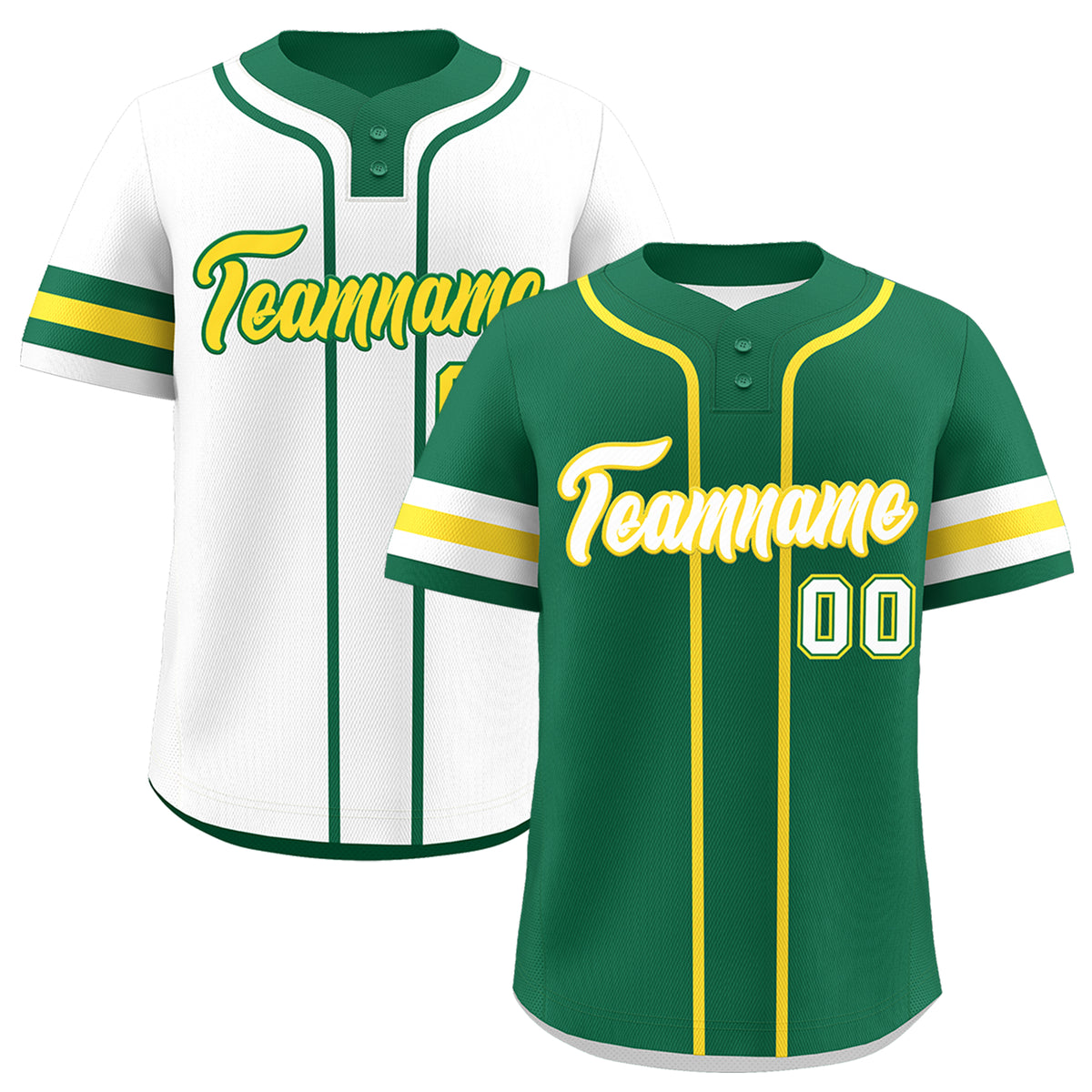 Custom White Gold Kelly Green Reversible Classic Style Two-Button Baseball Jersey| KXKSHOP