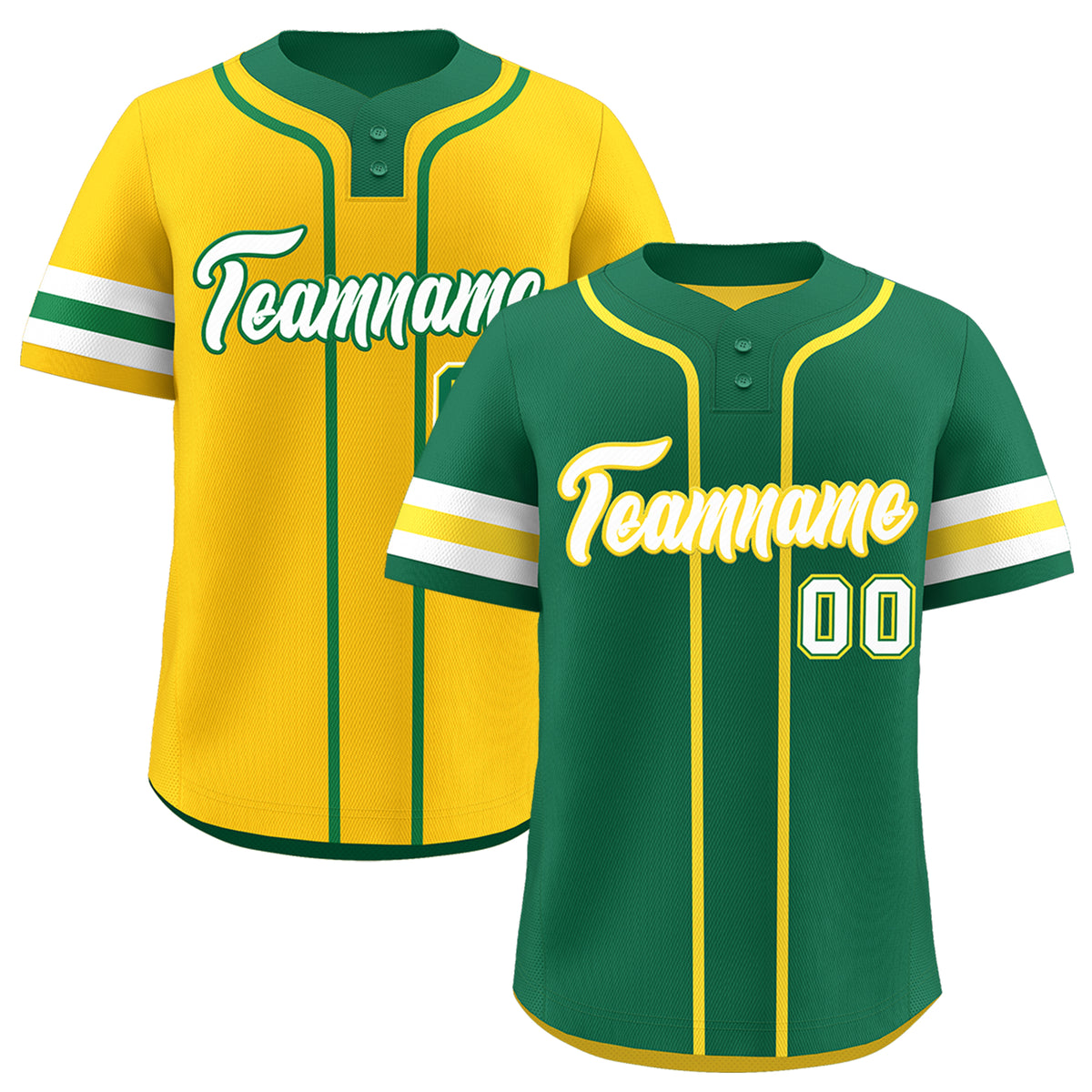 Custom White Gold Kelly Green Reversible Classic Style Two-Button Baseball Jersey| KXKSHOP
