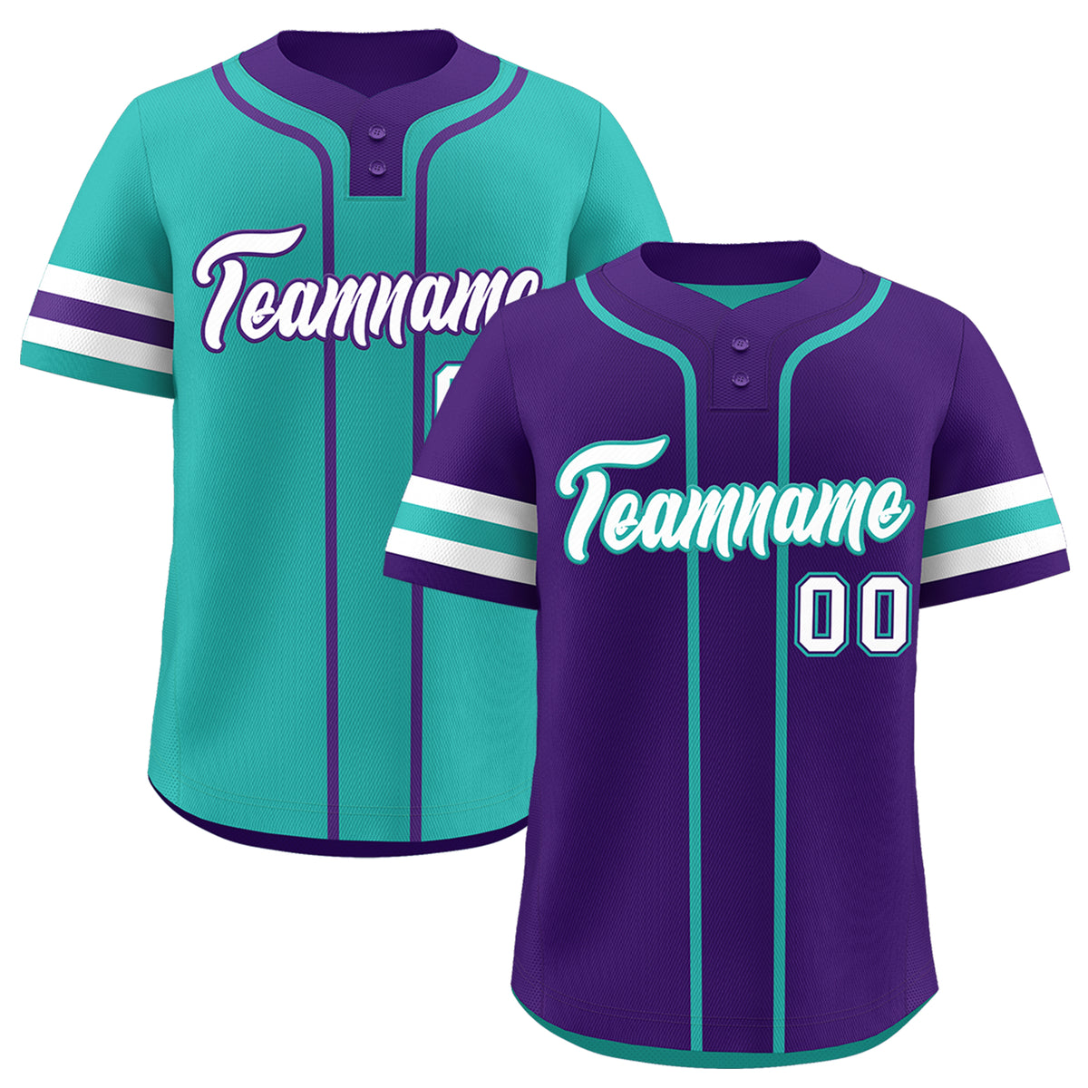 Custom White Aqua Purple Reversible Classic Style Two-Button Baseball Jersey| KXKSHOP