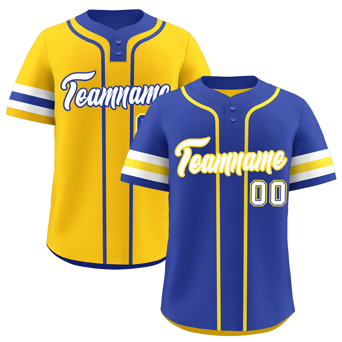 Custom White Gold Royal Blue Reversible Classic Style Two-Button Baseball Jersey| KXKSHOP