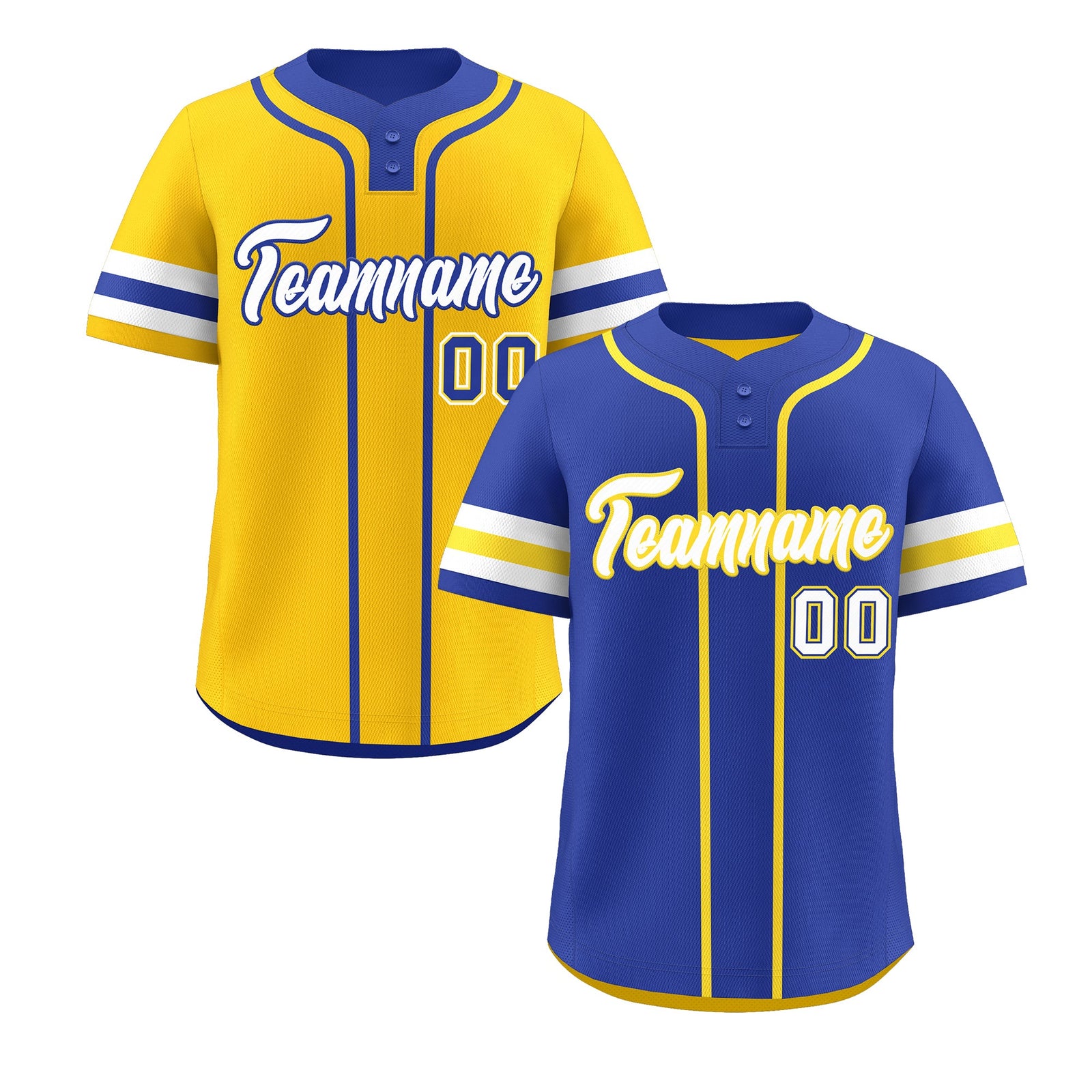 Custom White Gold Royal Blue Reversible Classic Style Two-Button Baseball Jersey| KXKSHOP