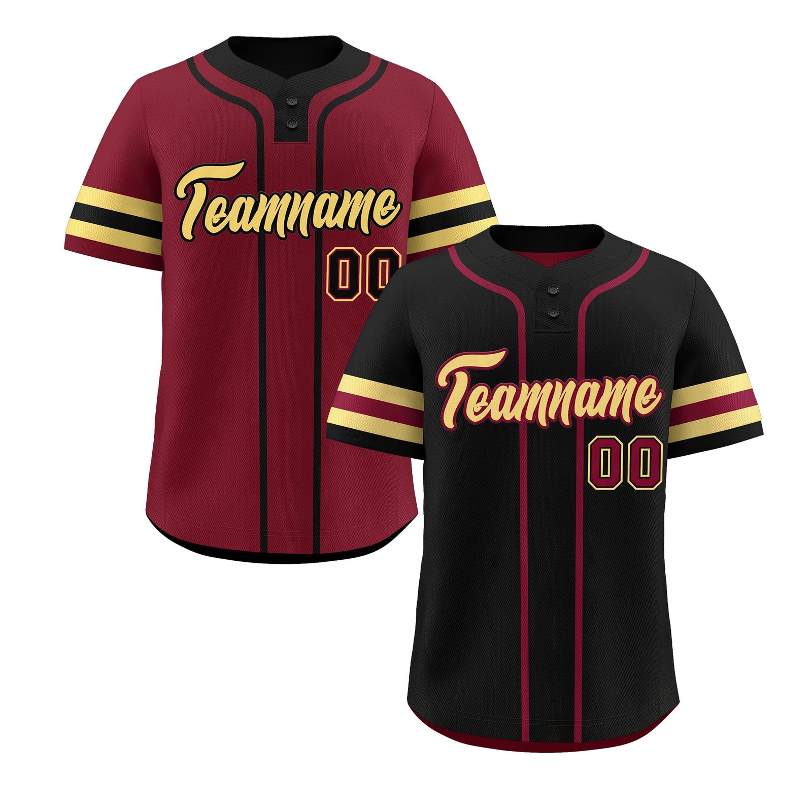 Custom Khaki Crimson Black Reversible Classic Style Two-Button Baseball Jersey| KXKSHOP