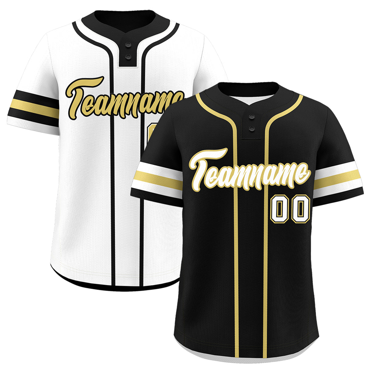 Custom White Old Gold Black Reversible Classic Style Two-Button Baseball Jersey| KXKSHOP