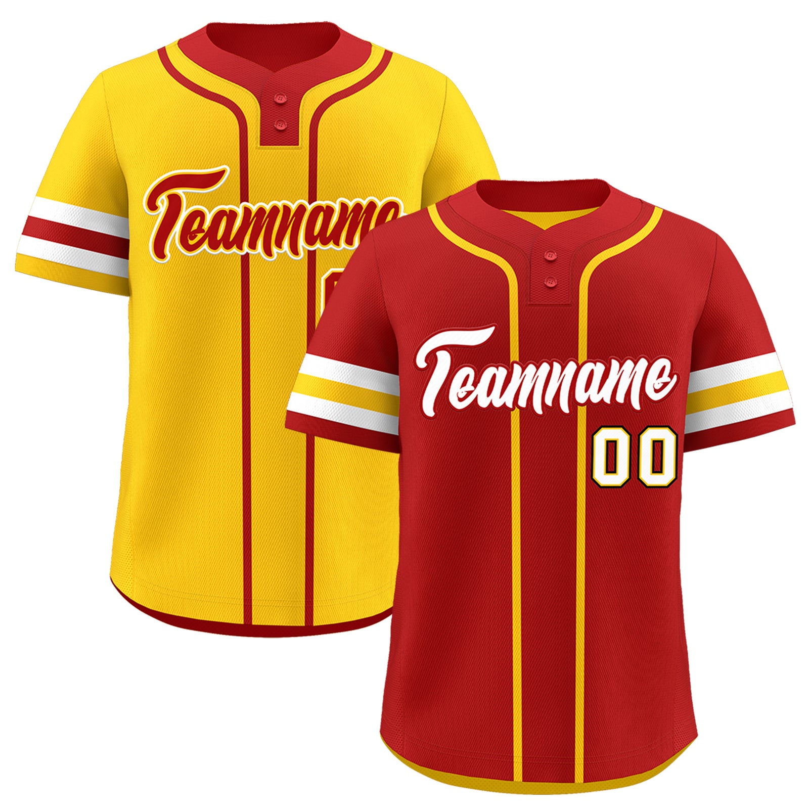 Custom White Gold Red Reversible Classic Style Two-Button Baseball Jersey| KXKSHOP