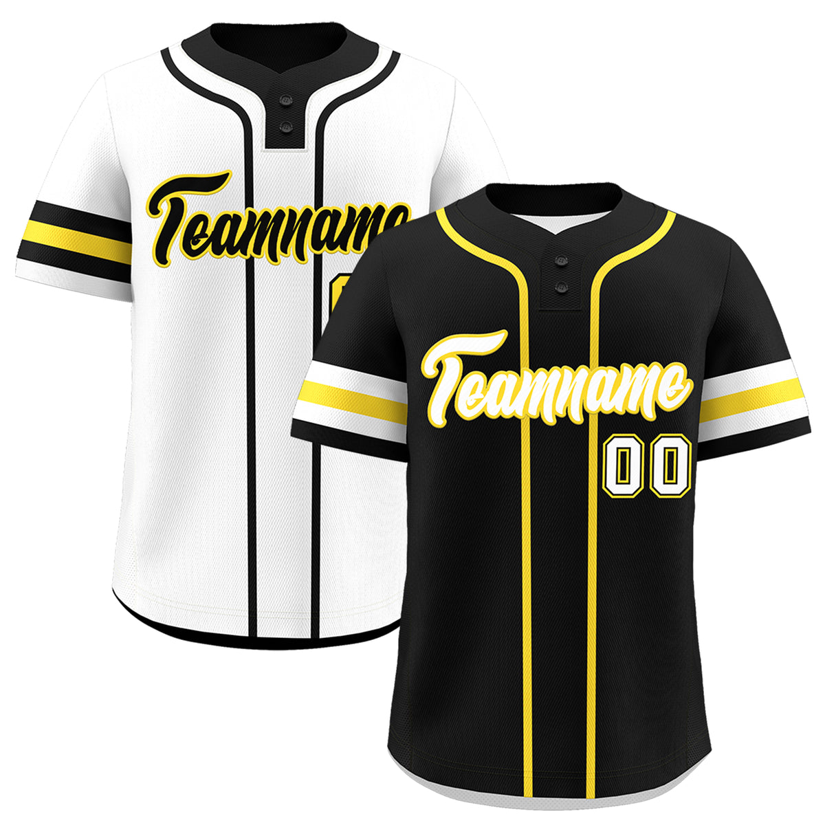 Custom White Gold Black Reversible Classic Style Two-Button Baseball Jersey| KXKSHOP