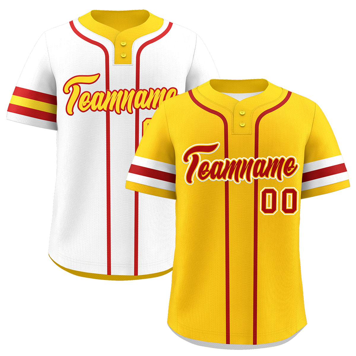 Custom White Red Gold Reversible Classic Style Two-Button Baseball Jersey| KXKSHOP