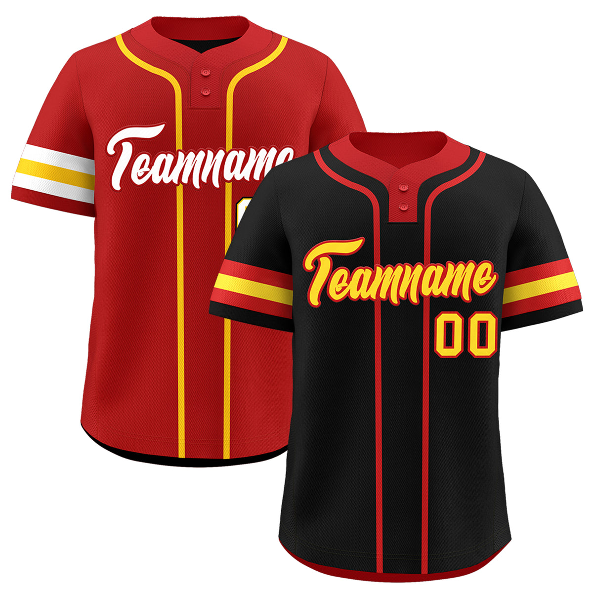 Custom Red Gold White Reversible Classic Style Two-Button Baseball Jersey| KXKSHOP