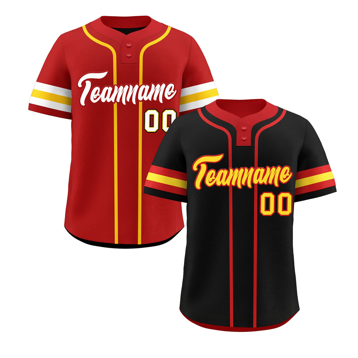Custom Red Gold White Reversible Classic Style Two-Button Baseball Jersey| KXKSHOP