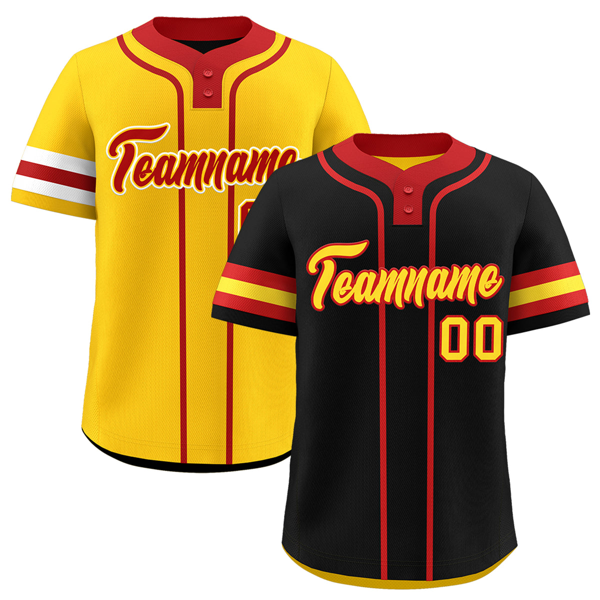 Custom Red Gold White Reversible Classic Style Two-Button Baseball Jersey| KXKSHOP