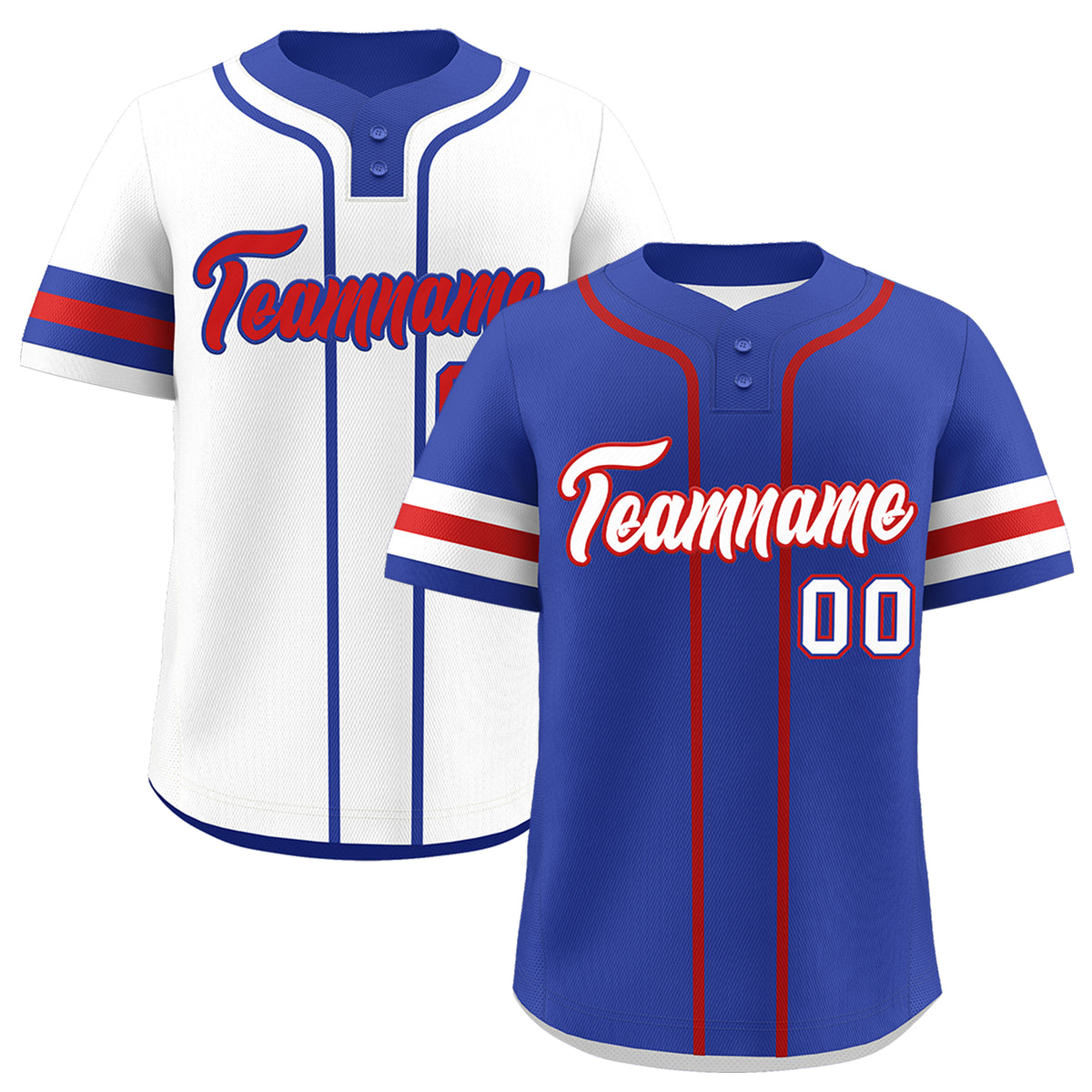 Custom White Red Royal Blue Reversible Classic Style Two-Button Baseball Jersey| KXKSHOP