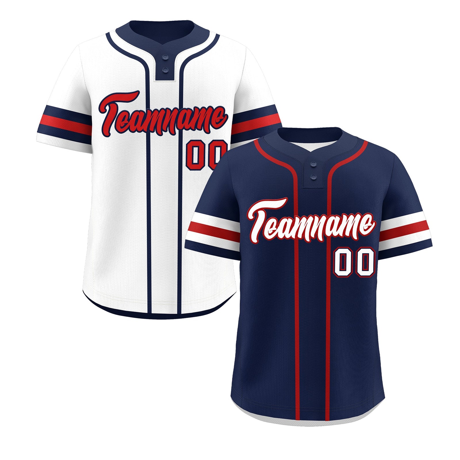 Custom White Red Navy Reversible Classic Style Two-Button Baseball Jersey| KXKSHOP
