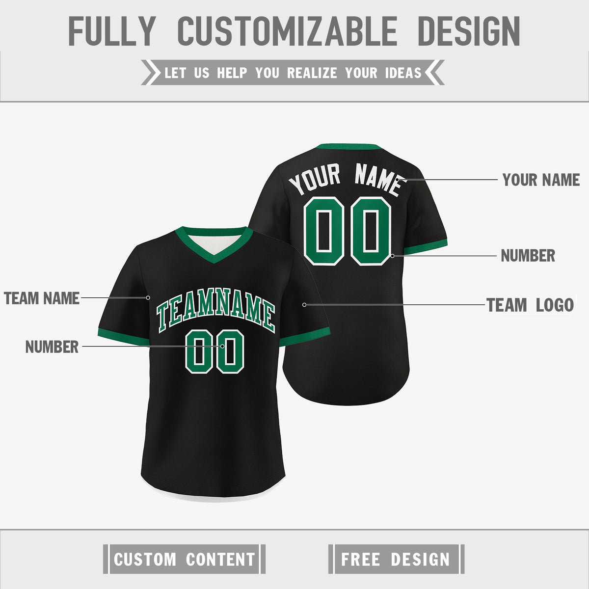 Custom White Black Kelly Green Reversible Classic Style Breathable Baseball Jersey| KXKSHOP