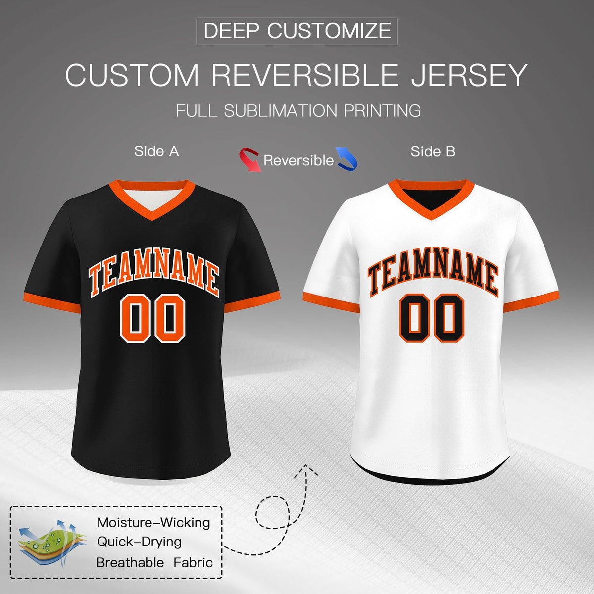 Custom Black White Reversible Classic Style Lightweight Baseball Jersey| KXKSHOP