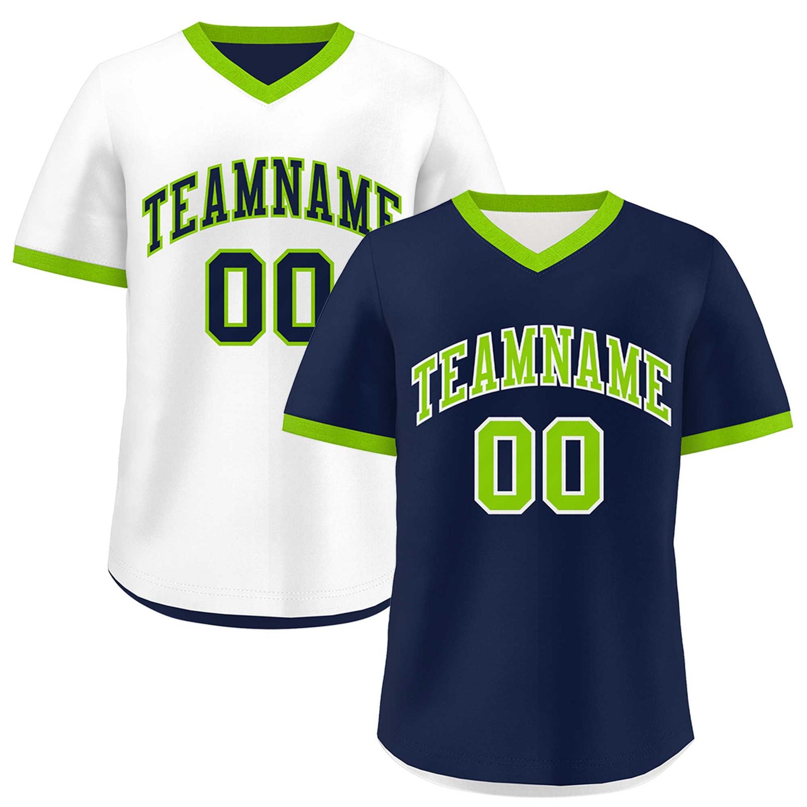 Custom White Navy Neon Green Reversible Classic Style Quick Dry Baseball Jersey| KXKSHOP