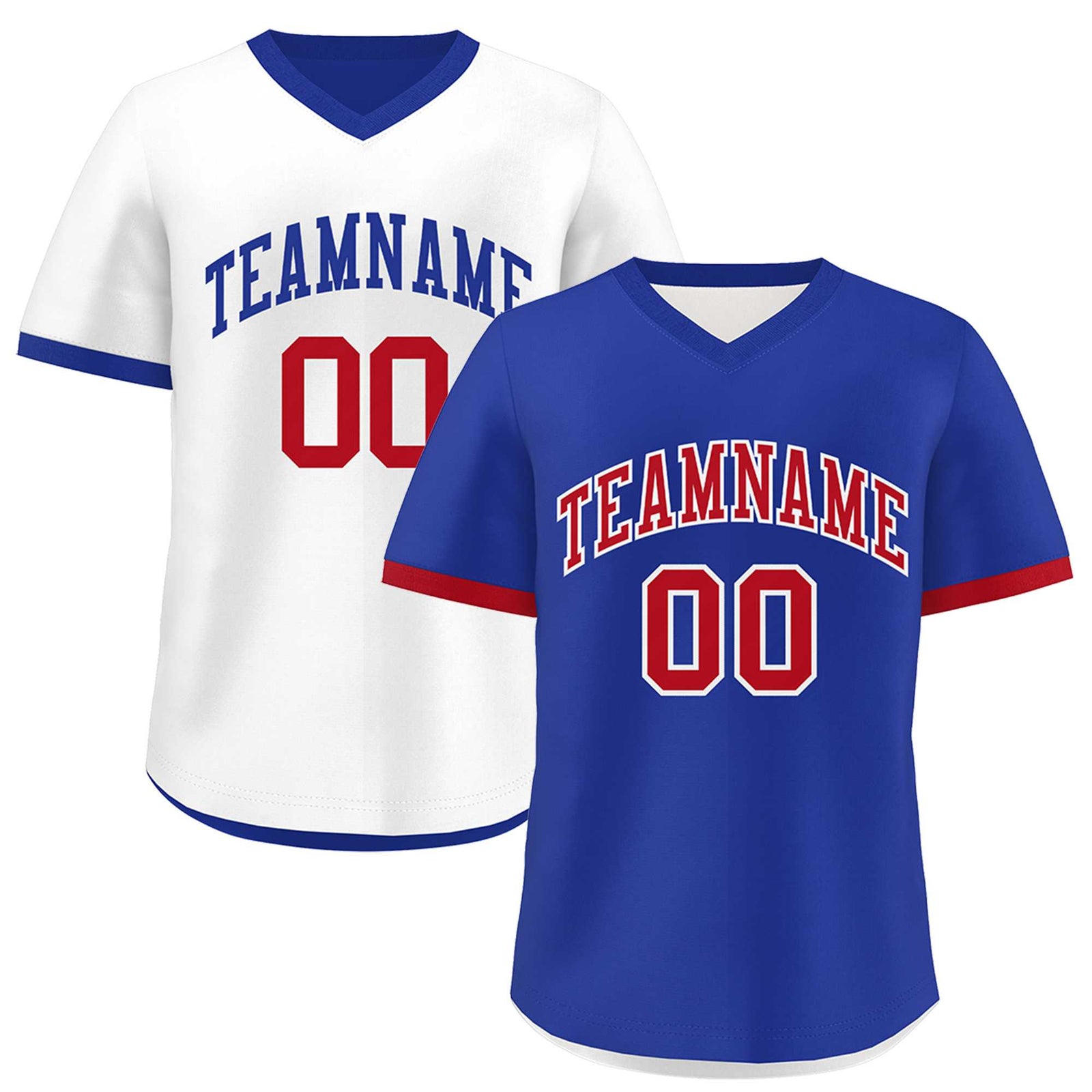 Custom Royal Blue White Red Reversible Classic Style Breathable Baseball Jersey| KXKSHOP