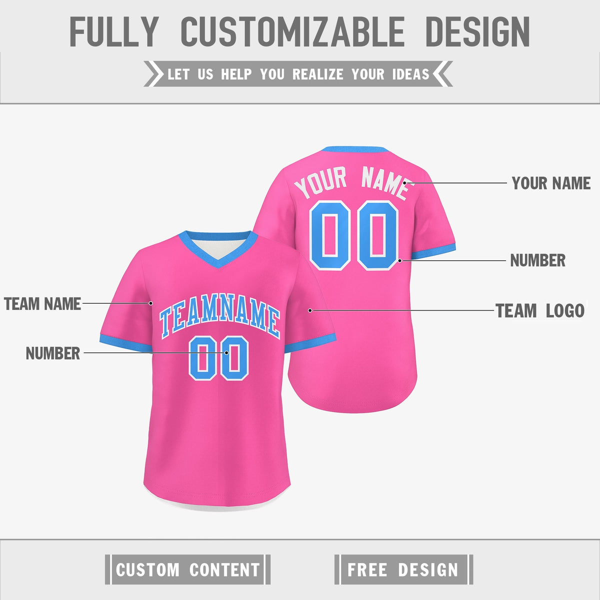 Custom White Pink Powder Blue Reversible Classic Style Quick Dry Baseball Jersey| KXKSHOP