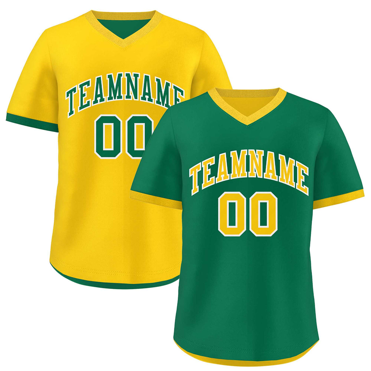 Custom Kelly Green Gold Reversible Classic Style Quick Dry Baseball Jersey| KXKSHOP