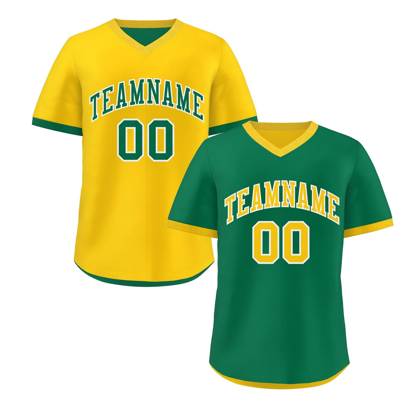Custom Kelly Green Gold Reversible Classic Style Quick Dry Baseball Jersey| KXKSHOP