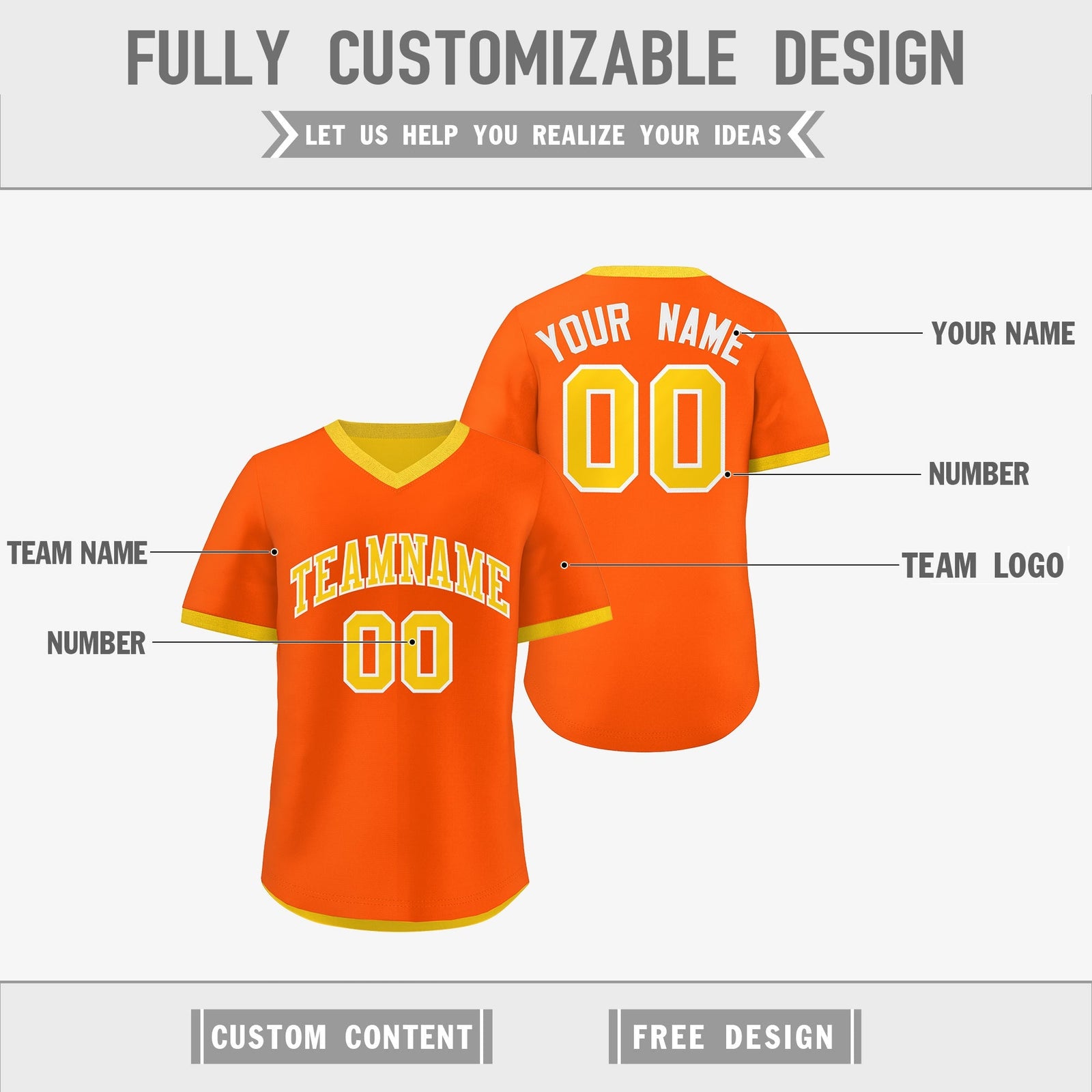 Custom Gold Orange Reversible Classic Style Lightweight Baseball Jersey| KXKSHOP