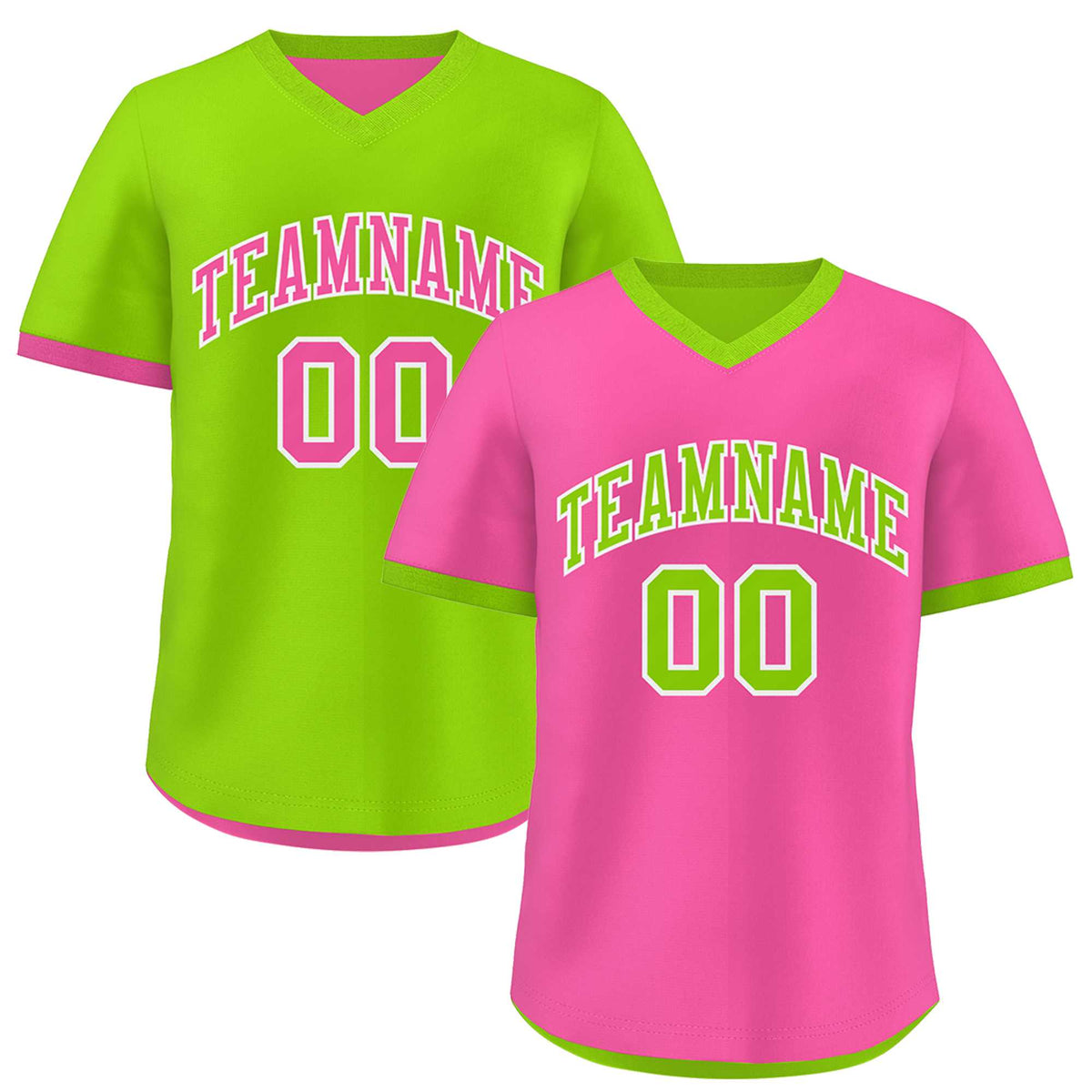 Custom Neon Green Pink Reversible Classic Style Quick Dry Baseball Jersey| KXKSHOP