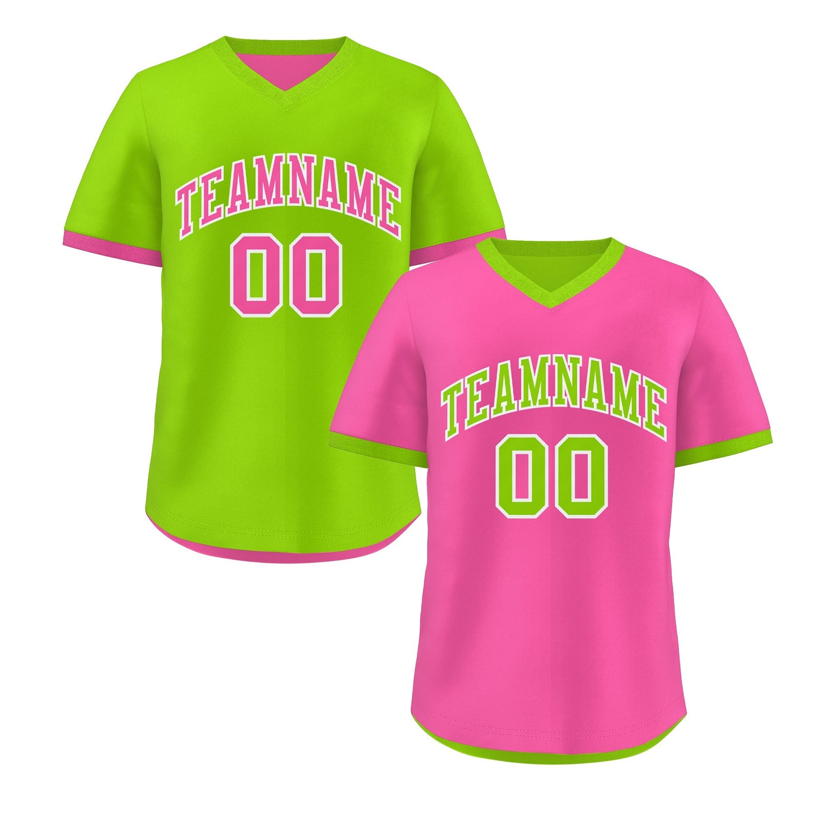 Custom Neon Green Pink Reversible Classic Style Quick Dry Baseball Jersey| KXKSHOP