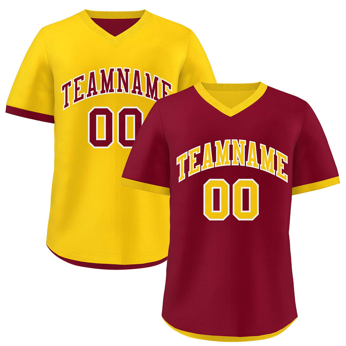 Custom Gold Red Reversible Classic Style Breathable Baseball Jersey| KXKSHOP