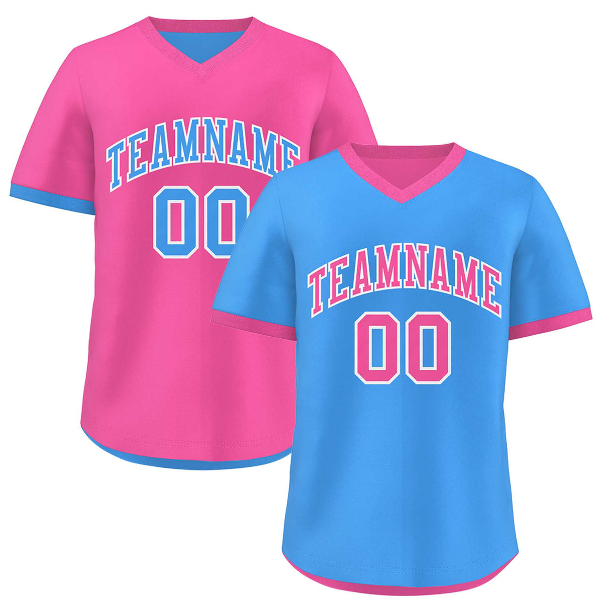 Custom Pink Powder Blue Reversible Classic Style Breathable Baseball Jersey| KXKSHOP
