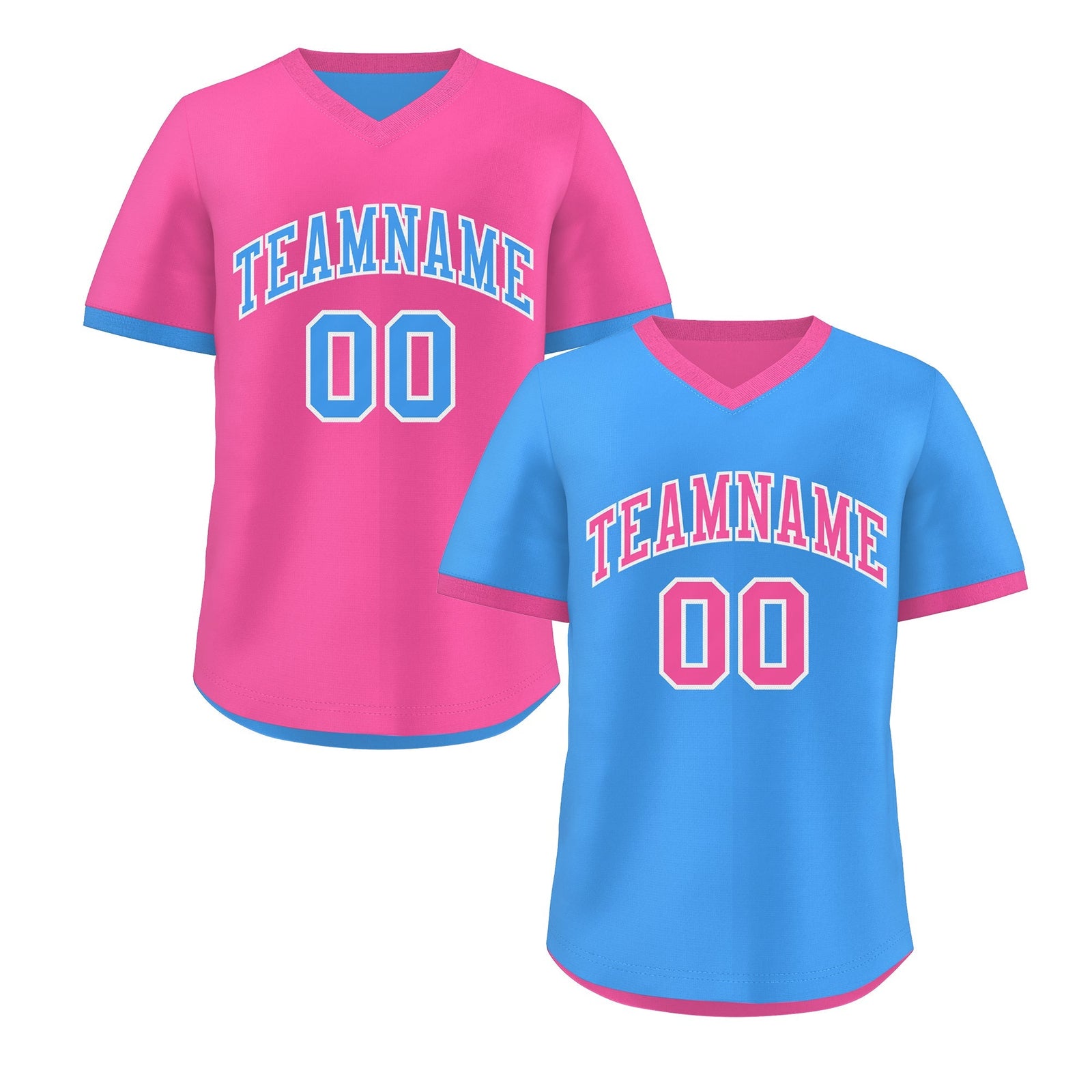 Custom Pink Powder Blue Reversible Classic Style Breathable Baseball Jersey| KXKSHOP