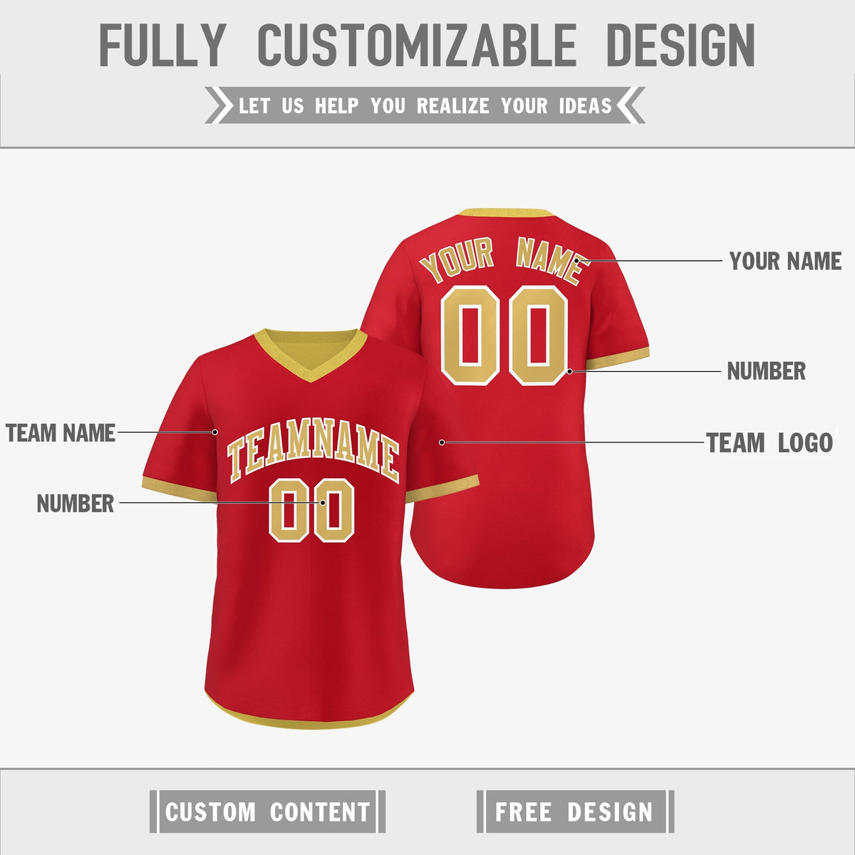Custom Old Gold Red Reversible Classic Style Quick Dry Baseball Jersey| KXKSHOP