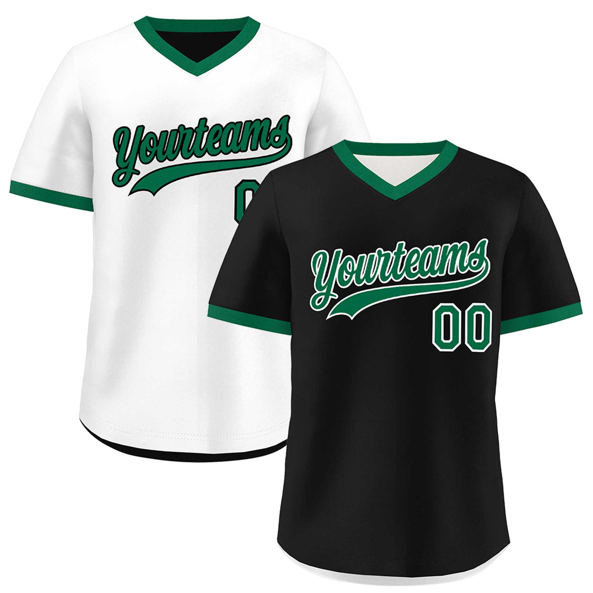 Custom White Black Kelly Green Reversible Classic Style Breathable Baseball Jersey| KXKSHOP