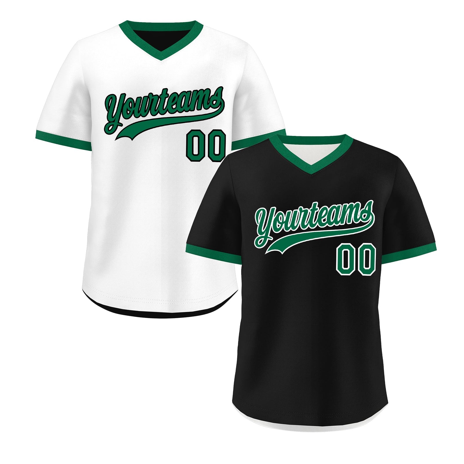Custom White Black Kelly Green Reversible Classic Style Breathable Baseball Jersey| KXKSHOP