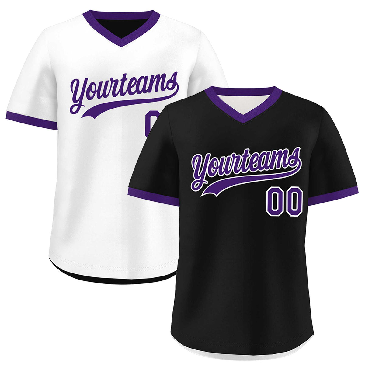 Custom White Black Purple Reversible Classic Style Quick Dry Baseball Jersey| KXKSHOP