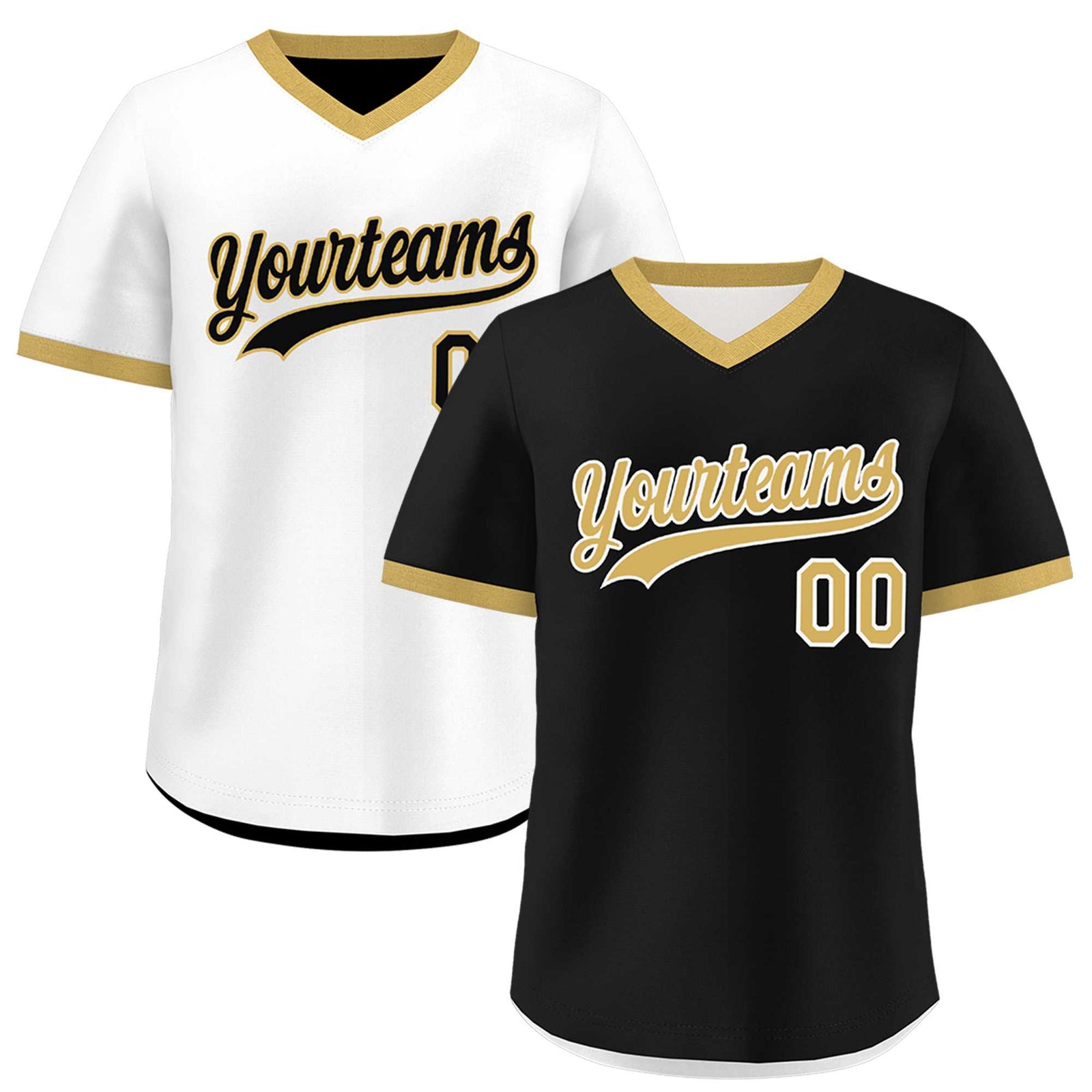 Custom White Black Old Gold Reversible Classic Style Lightweight Baseball Jersey| KXKSHOP