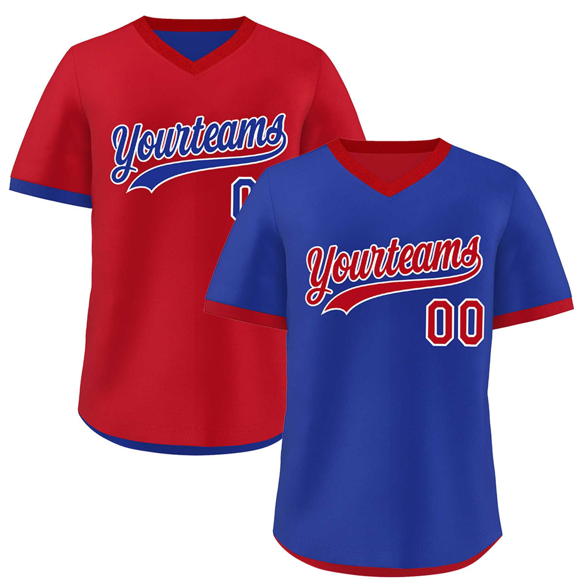 Custom Royal Blue Red Reversible Classic Style Quick Dry Baseball Jersey| KXKSHOP