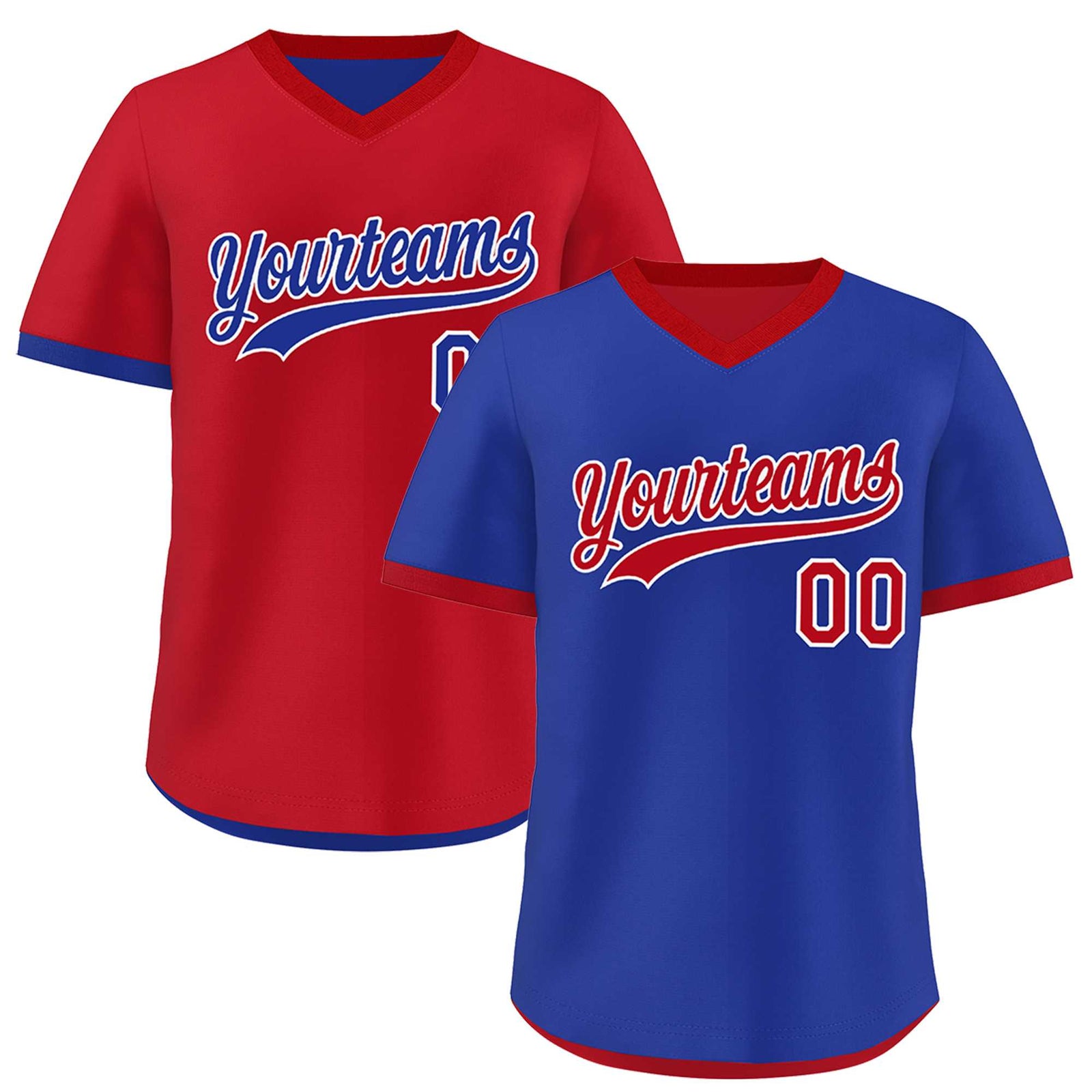 Custom Royal Blue Red Reversible Classic Style Quick Dry Baseball Jersey| KXKSHOP
