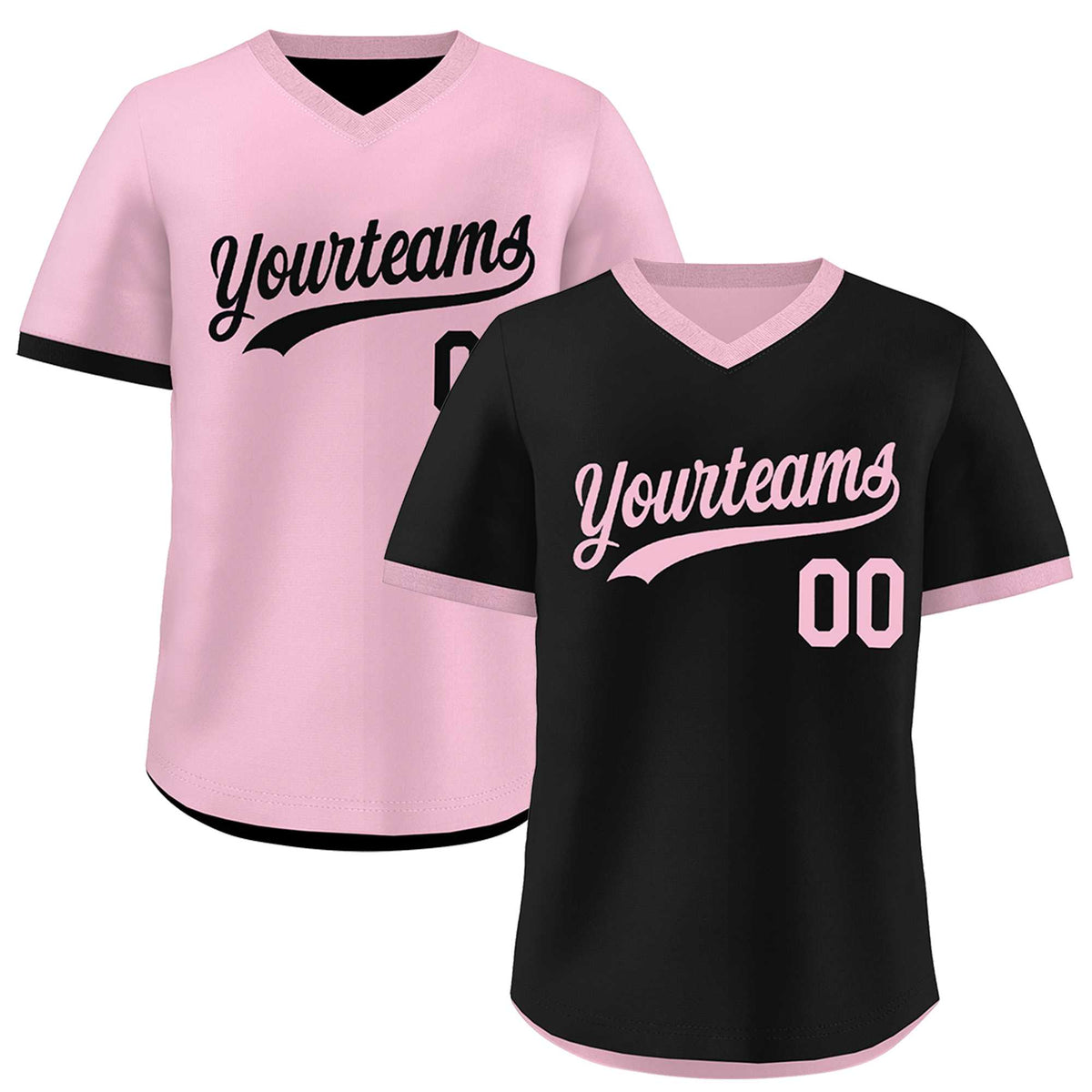 Custom Light Pink Black Reversible Classic Style Breathable Baseball Jersey| KXKSHOP