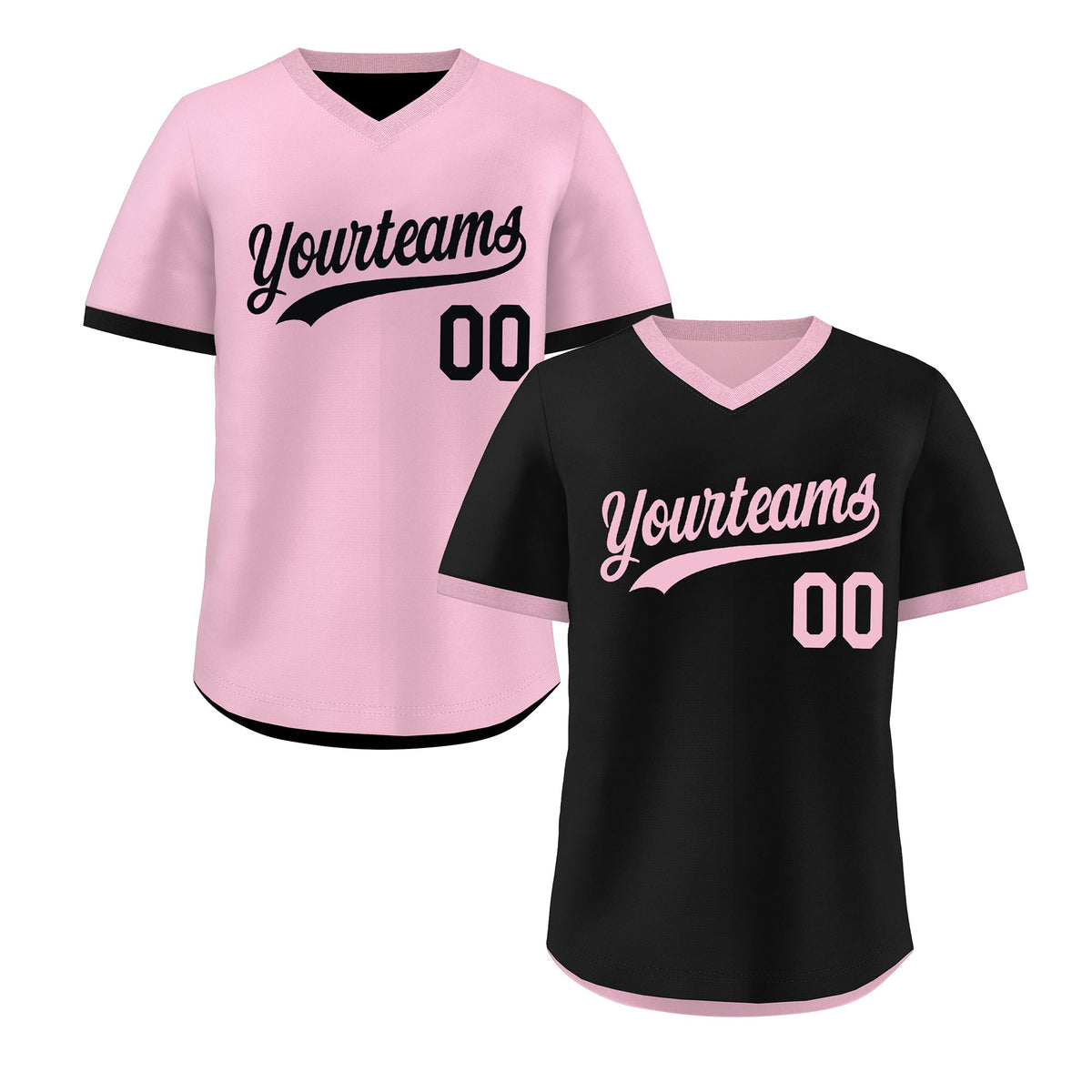 Custom Light Pink Black Reversible Classic Style Breathable Baseball Jersey| KXKSHOP