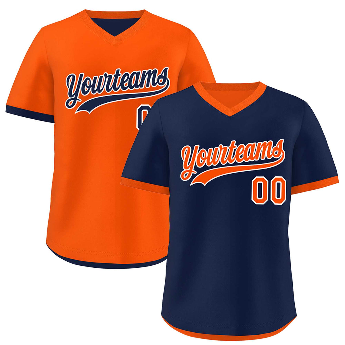 Custom Navy Orange Reversible Classic Style Breathable Baseball Jersey| KXKSHOP