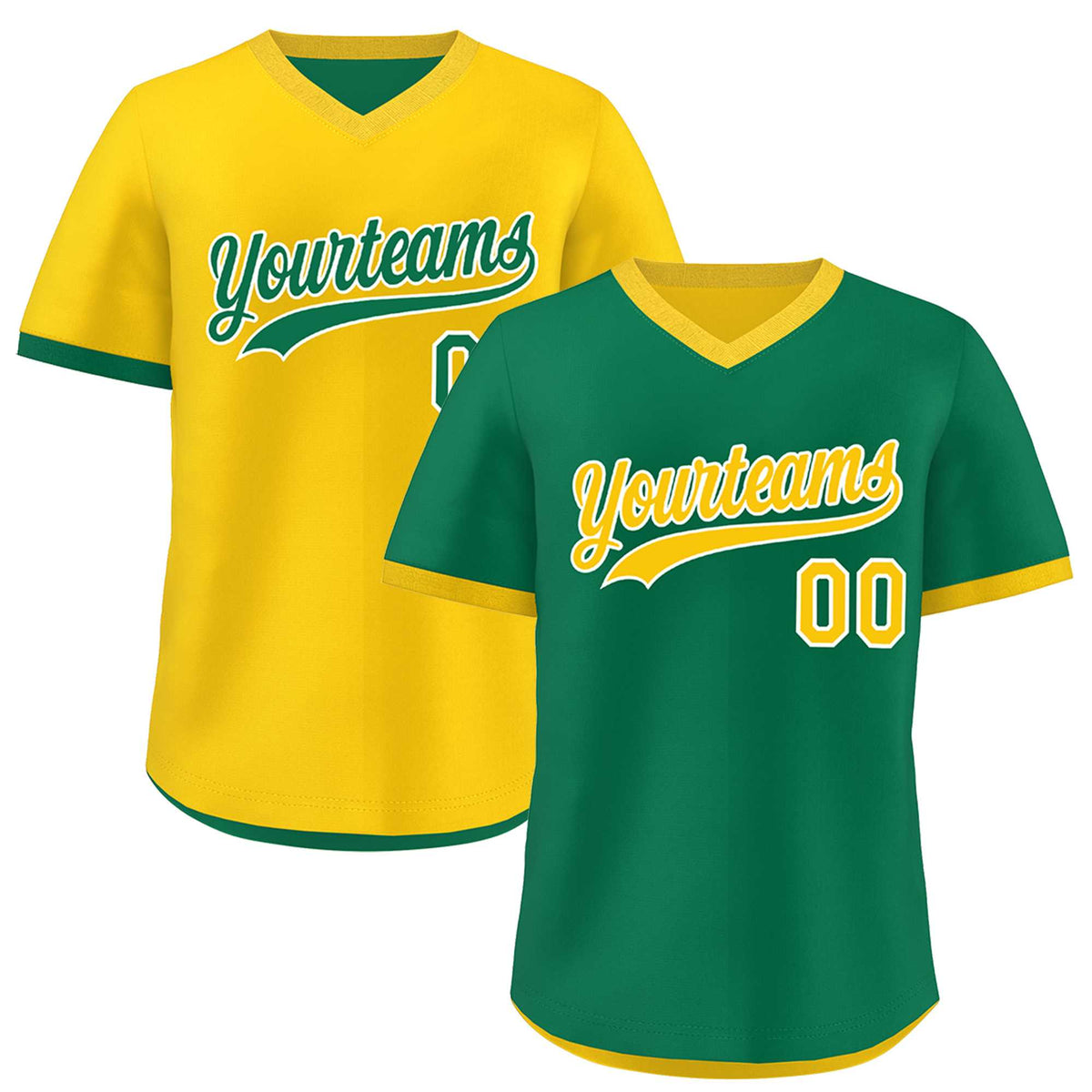 Custom Kelly Green Gold Reversible Classic Style Quick Dry Baseball Jersey| KXKSHOP