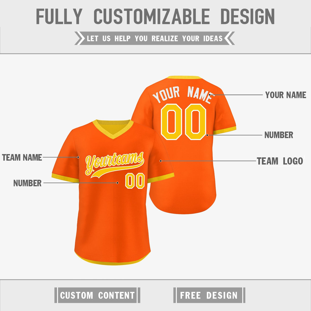 Custom Gold Orange Reversible Classic Style Lightweight Baseball Jersey| KXKSHOP