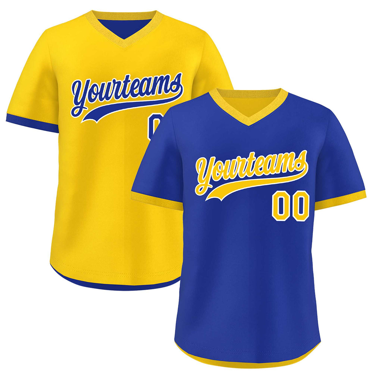 Custom Gold Royal Blue Reversible Classic Style Breathable Baseball Jersey| KXKSHOP