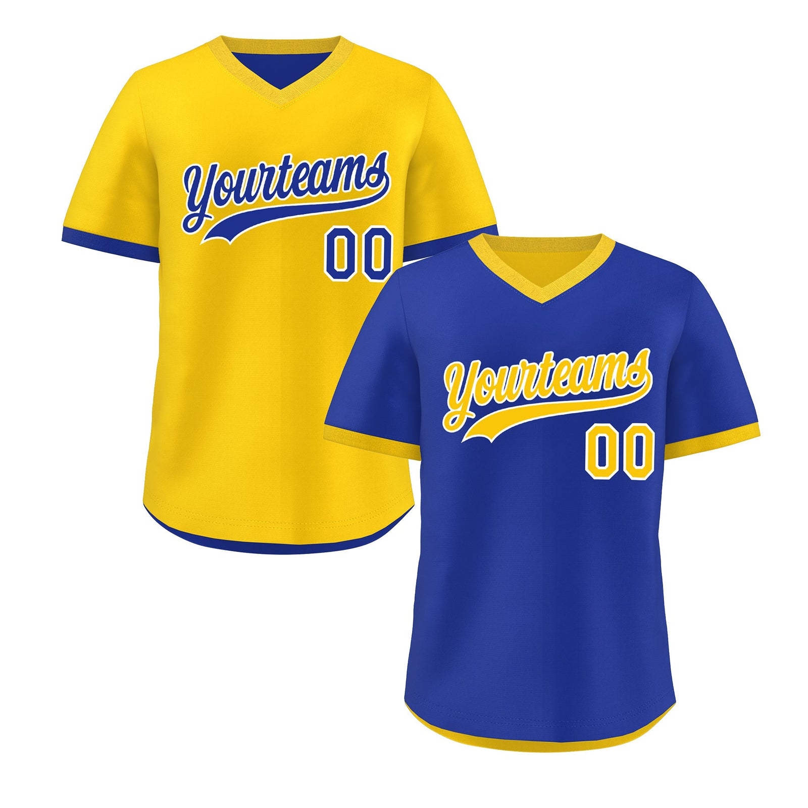 Custom Gold Royal Blue Reversible Classic Style Breathable Baseball Jersey| KXKSHOP