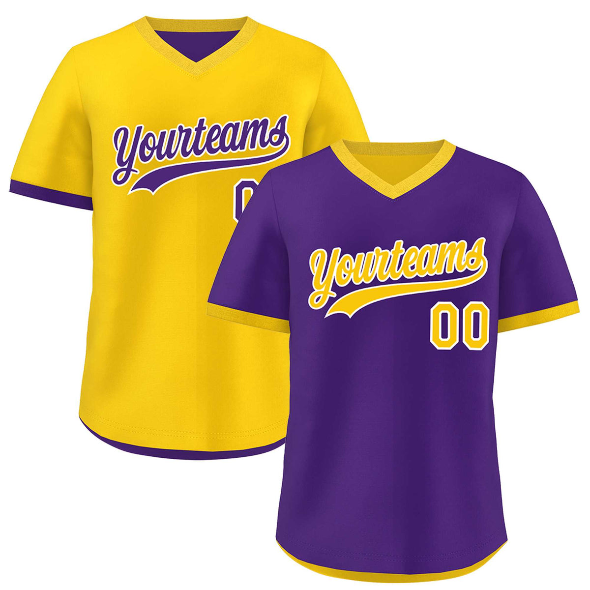Custom Purple Gold Reversible Classic Style Breathable Baseball Jersey| KXKSHOP
