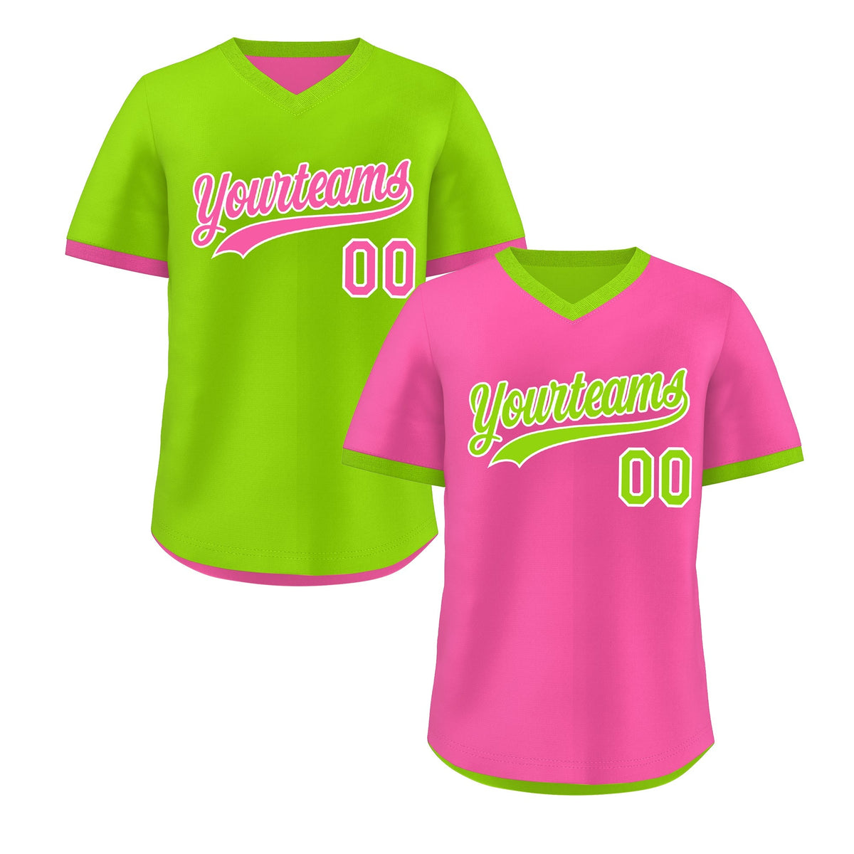 Custom Neon Green Pink Reversible Classic Style Quick Dry Baseball Jersey| KXKSHOP