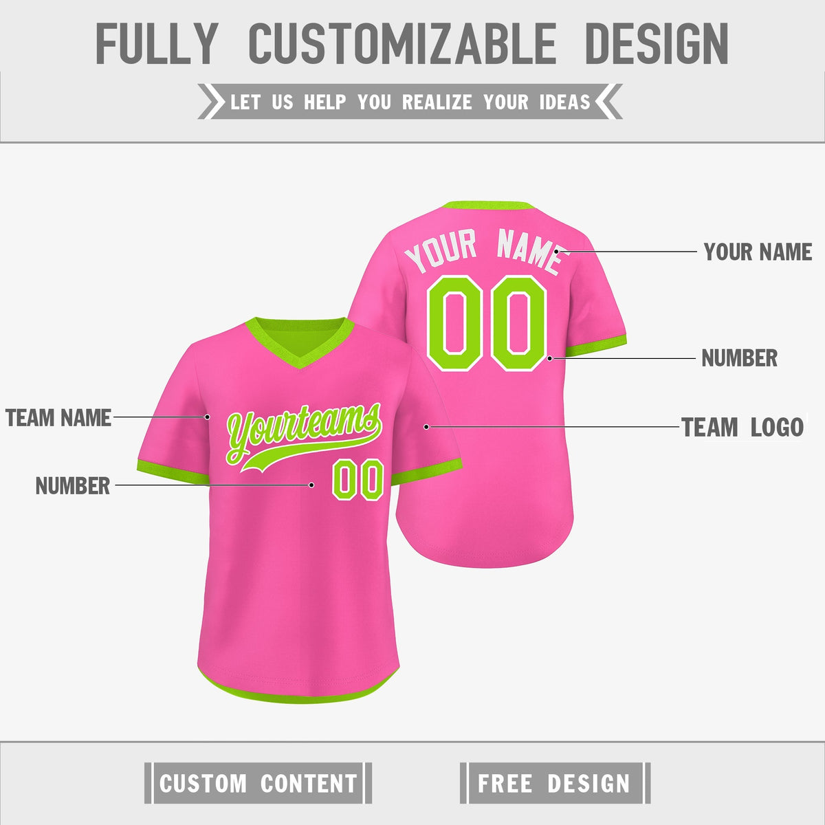 Custom Neon Green Pink Reversible Classic Style Quick Dry Baseball Jersey| KXKSHOP