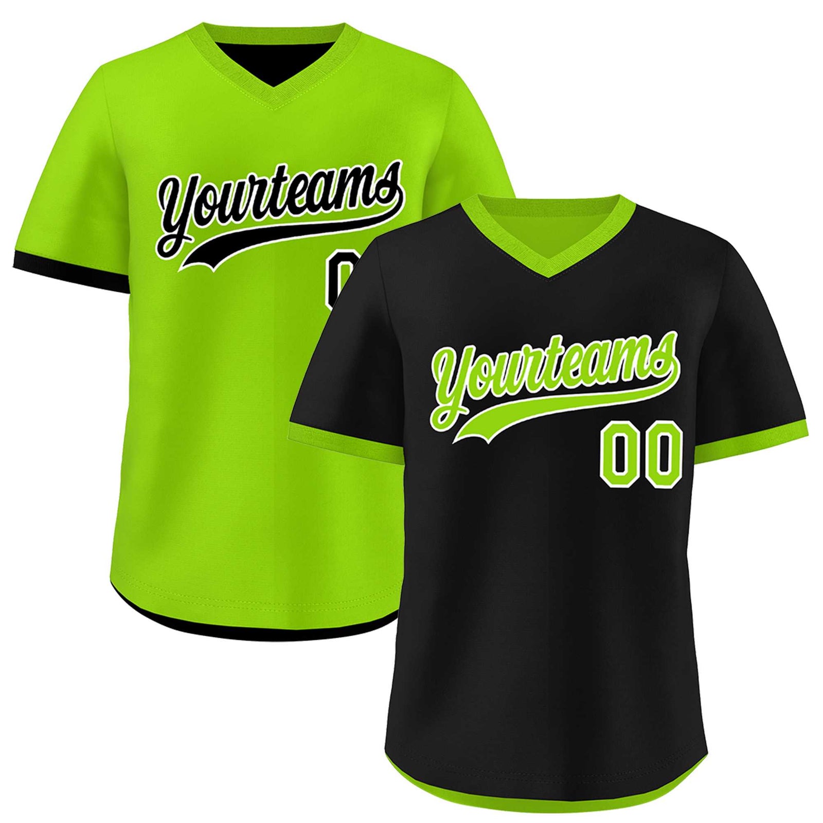 Custom Neon Green Black Reversible Classic Style Quick Dry Baseball Jersey| KXKSHOP